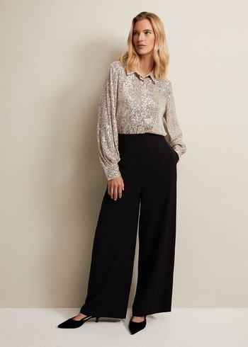 Phase Eight Florentine Wide Legs Trousers Black Canada | UGFSKW-964